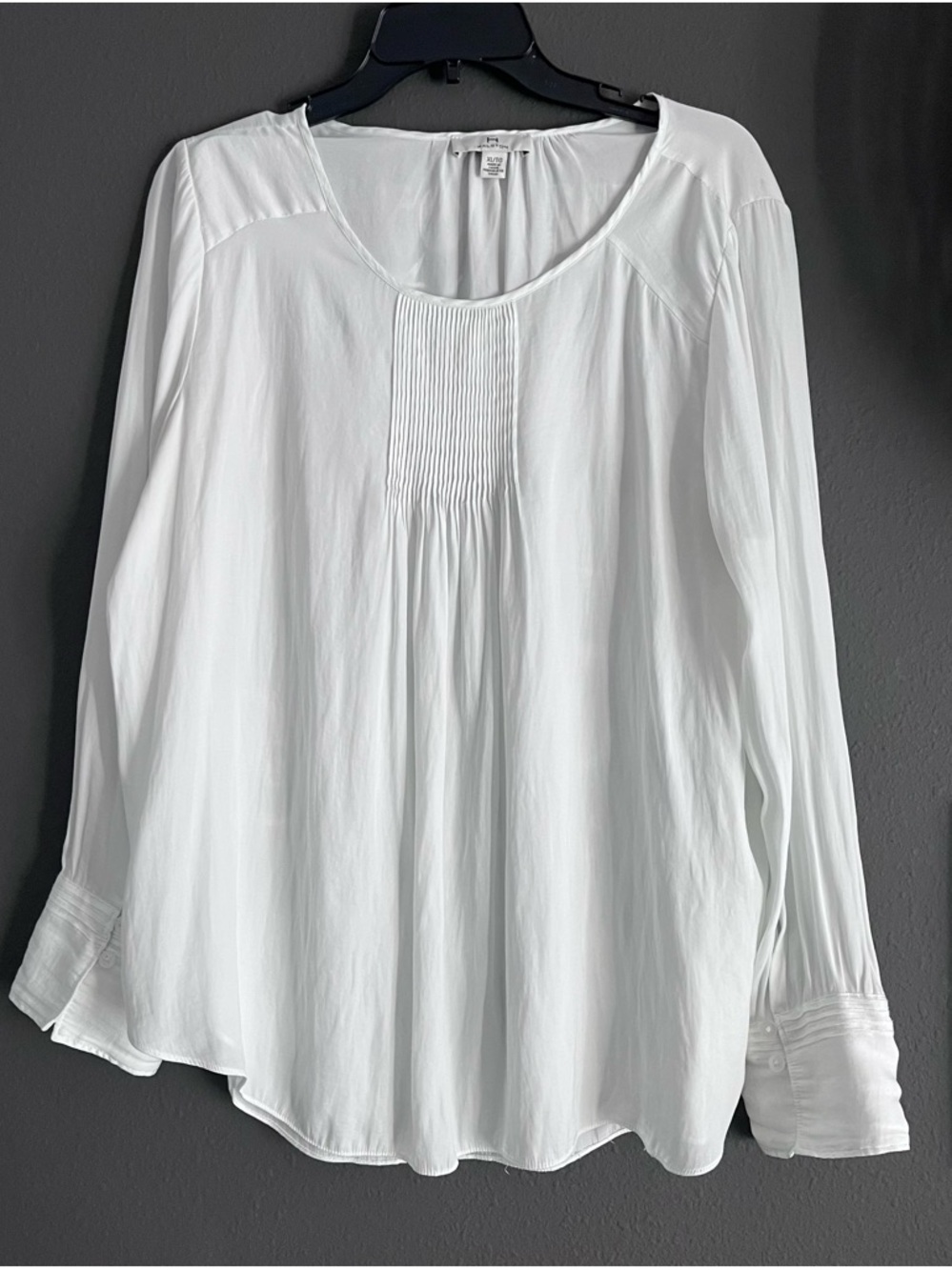 Halston Heritage White Pintuck Peasant Blouse